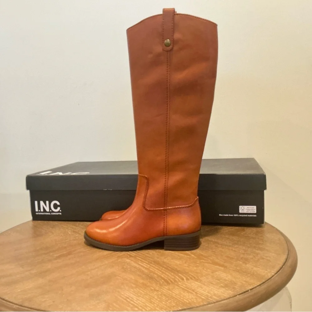 I.N.C. International Concepts Fawne Leather Knee High Boots